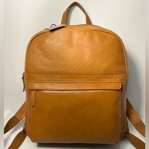 Marta Ponti Burnished Glove Tanned Genuine Leather Laptop Backpack